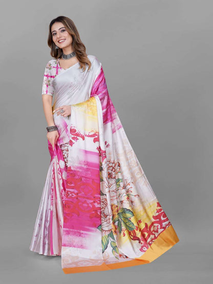 Crepe Srrt Japan Crape5 Sarees  Printed Ladies Crepe Satin Sarees