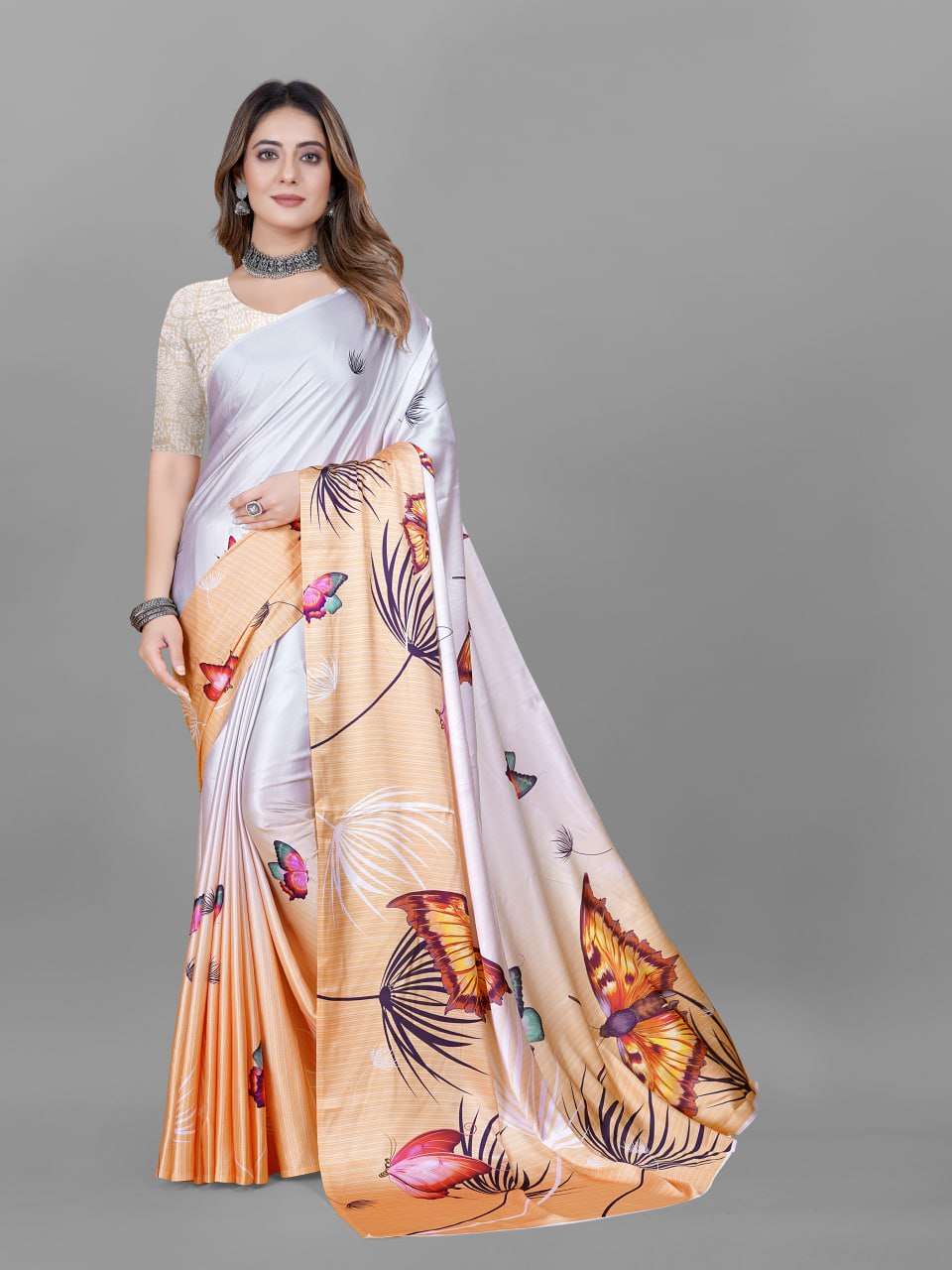 Crepe Srrt Japan Crape5 Sarees  Printed Ladies Crepe Satin Sarees