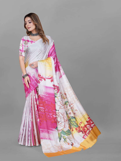 Crepe Srrt Japan Crape5 Sarees  Printed Ladies Crepe Satin Sarees