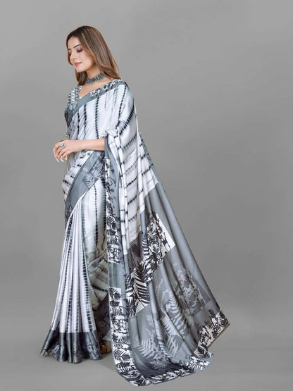 Crepe Srrt Japan Crape5 Sarees  Printed Ladies Crepe Satin Sarees