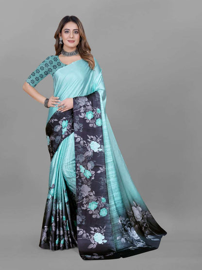 Crepe Srrt Japan Crape5 Sarees  Printed Ladies Crepe Satin Sarees