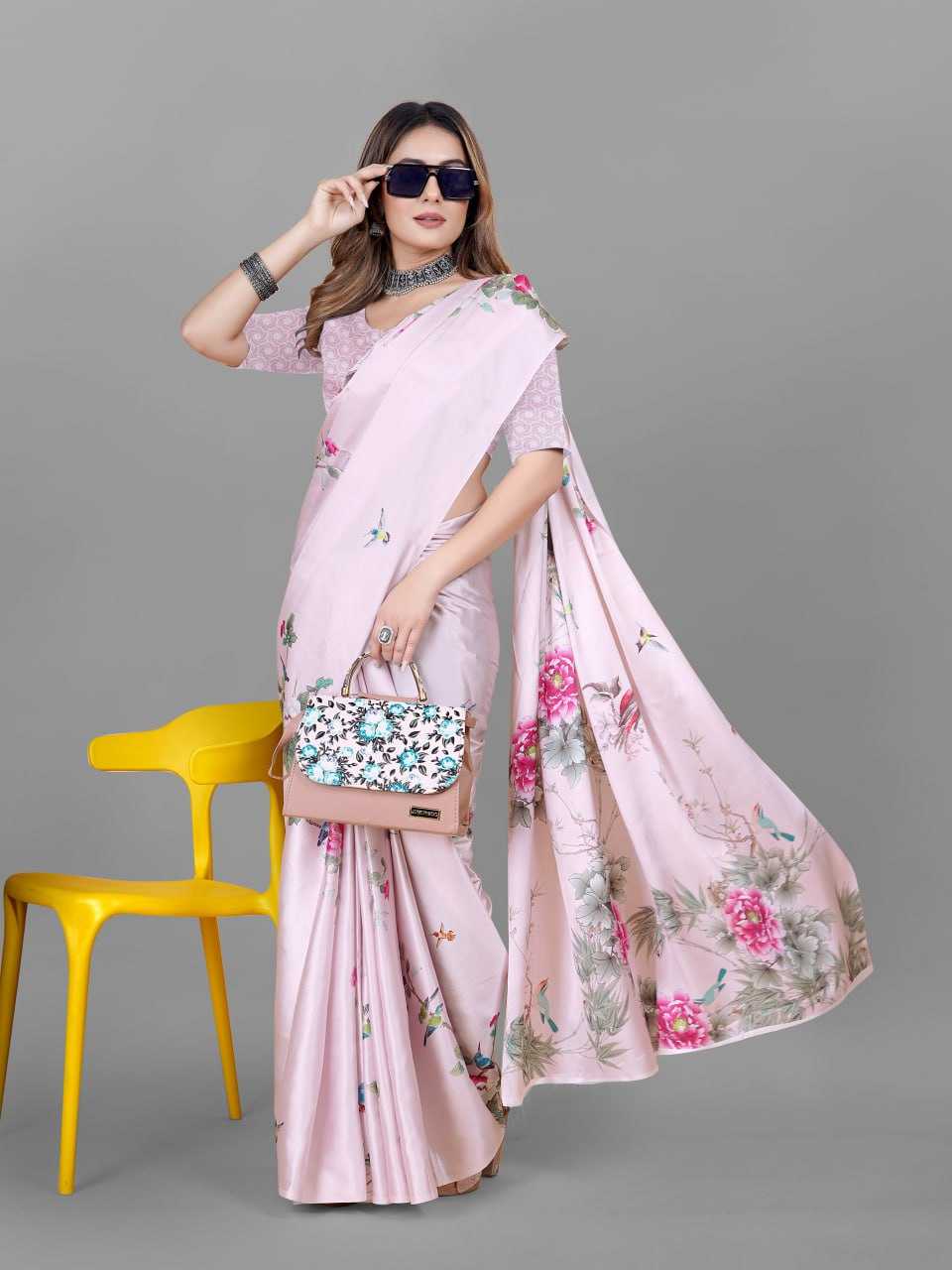 Crepe Srrt Japan Crape6 Sarees  Printed Ladies Crepe Satin Sarees