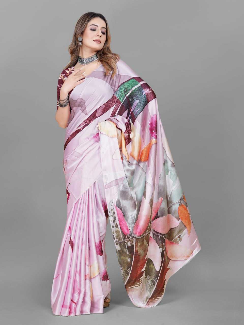 Crepe Srrt Japan Crape7 Sarees  Printed Ladies Crepe Satin Sarees