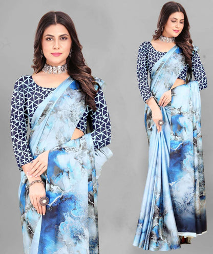 Crepe Srrt Japan Crape8 Sarees  Printed Ladies Crepe Satin Sarees