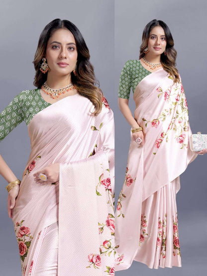 Crepe Srrt Japan Crape9 Sarees  Printed Ladies Crepe Satin Sarees