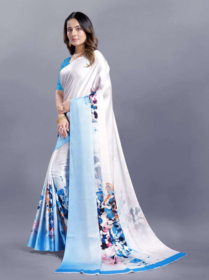 Crepe Srrt Japan Crape9 Sarees  Printed Ladies Crepe Satin Sarees