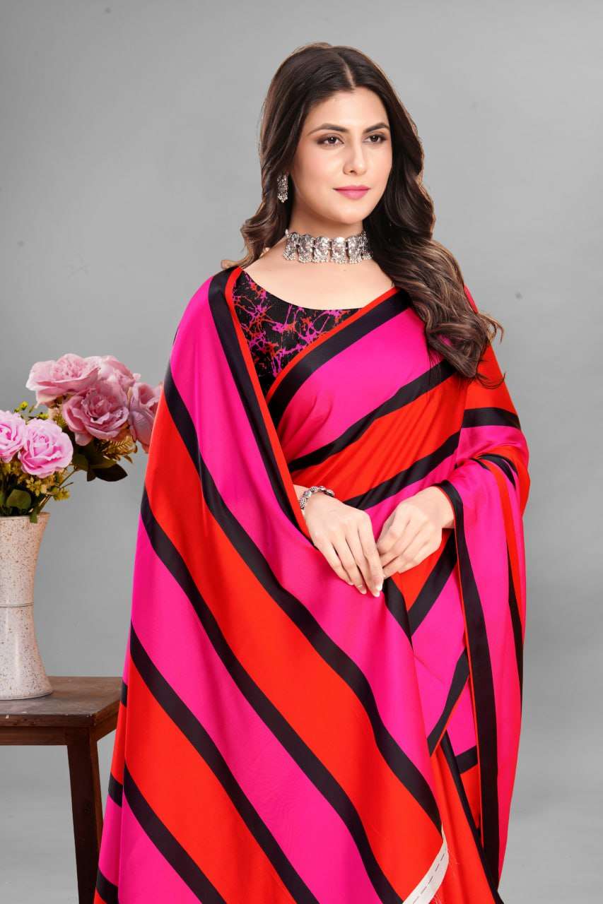 Crepe Srrt Japan Crape9 Sarees  Printed Ladies Crepe Satin Sarees