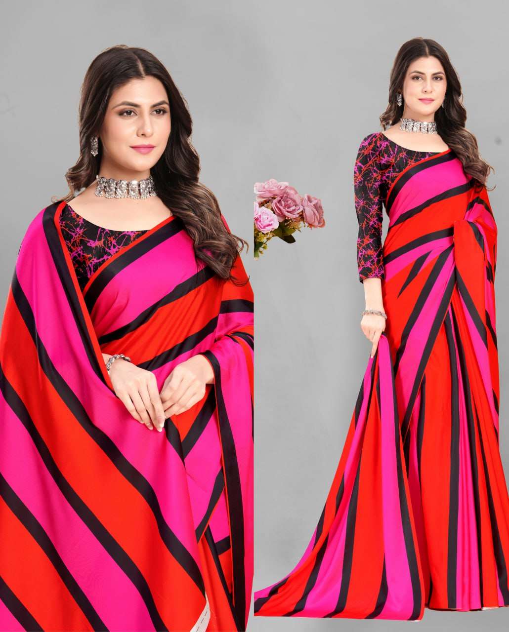 Crepe Srrt Japan Crape9 Sarees  Printed Ladies Crepe Satin Sarees