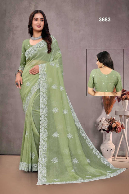 Crunchi Rsrm 3683 Sarees  Fancy Embroidered Ladies Sarees