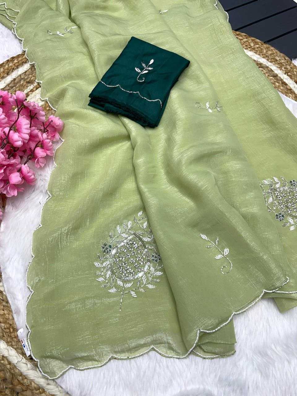 Crush Silk Rin143 418 Sarees  Sequence Hand Work Silk Sarees