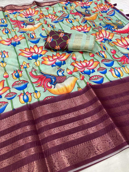 Dola Run Rate Sarees  Printed Ladies Kalamkari Sarees