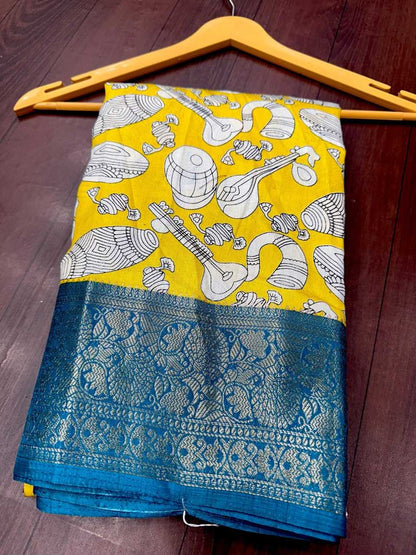 Dola Silk Kesh110 Radha07 Sarees  Printed Ladies Kalamkari Sarees