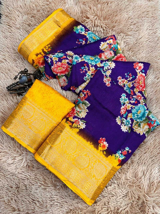 Dola Silk Kesh110 Radha18 Sarees  Printed Ladies Zari Border Sarees