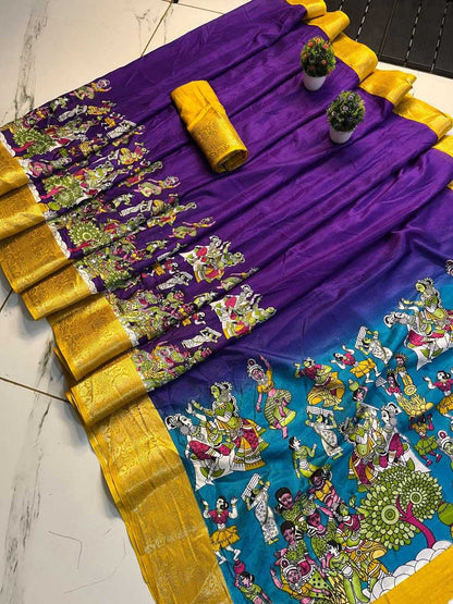 Dola Silk Kesh117 Rwc04 Sarees  Printed Ladies Kalamkari Sarees