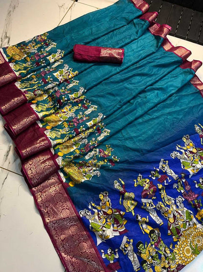 Dola Silk Kesh117 Rwc04 Sarees  Printed Ladies Kalamkari Sarees