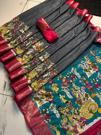 Dola Silk Kesh117 Rwc04 Sarees  Printed Ladies Kalamkari Sarees