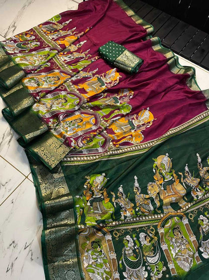 Dola Silk Kesh117 Rwc10 Sarees  Printed Ladies Kalamkari Sarees