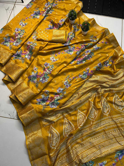 Dola Silk Kesh117 Rwc19 Sarees  Ladies Printed Zari Border Sarees