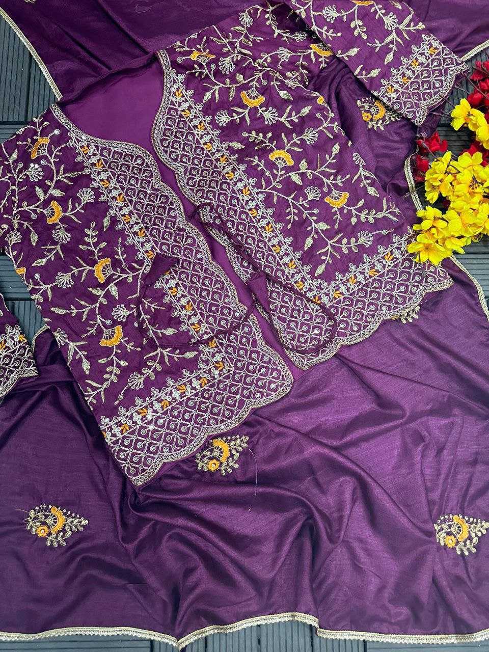 Dola Silk Kesh176 77 Sarees  Party Wear Fancy Embroidered Butta Saree With Jacket Silk Sarees