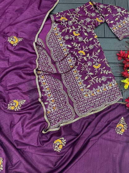 Dola Silk Kesh176 77 Sarees  Party Wear Fancy Embroidered Butta Saree With Jacket Silk Sarees