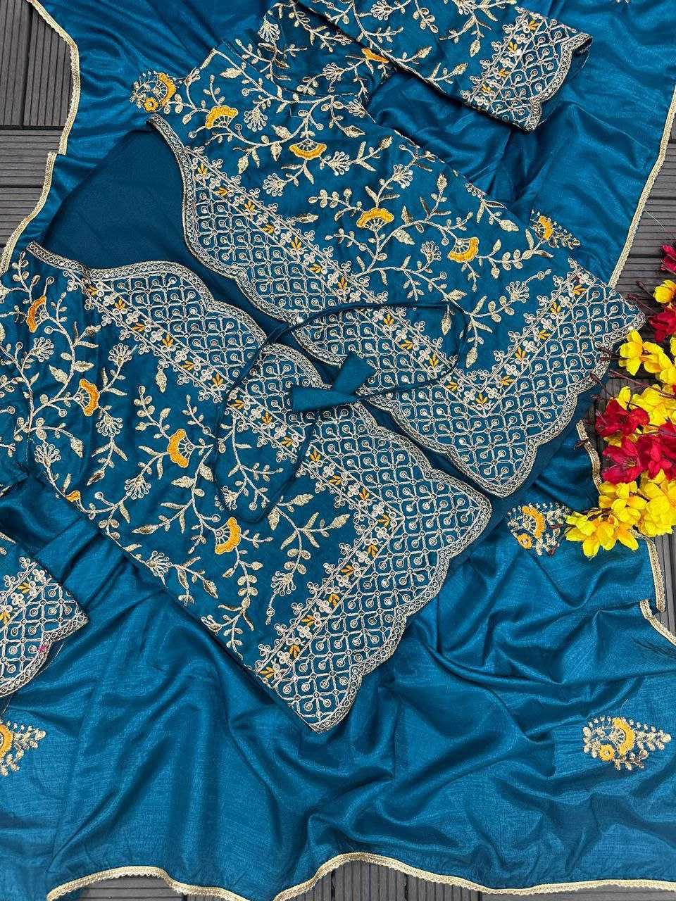 Dola Silk Kesh176 77 Sarees  Party Wear Fancy Embroidered Butta Saree With Jacket Silk Sarees