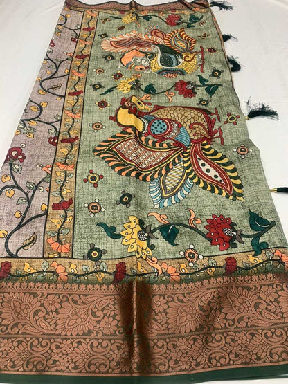 Dola Silk Kesh203 Forever Kalamkari Sarees  Kalamkari Printed Ladies Sarees