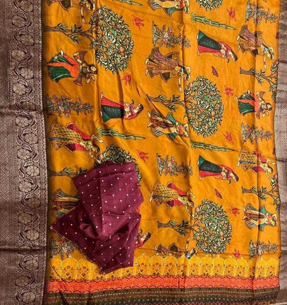 Dola Silk Mkd 67 Sarees  Printed Ladies Kalamkari Sarees E