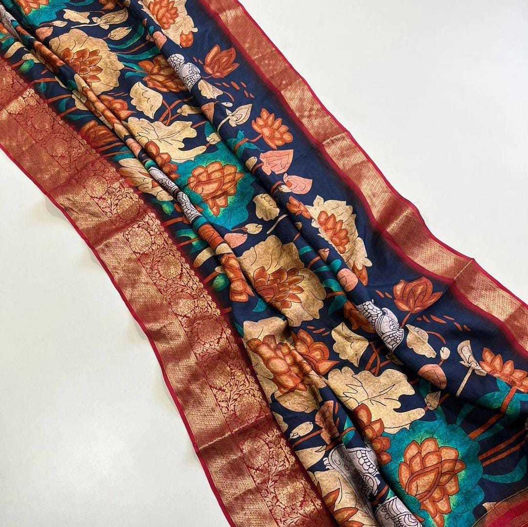 Dola Silk Mkd 74 Sarees  Printed Ladies Kalamkari Sarees E