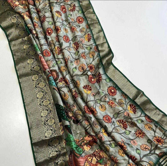 Dola Silk Mkd 99 Sarees  Printed Ladies Kalamkari Sarees