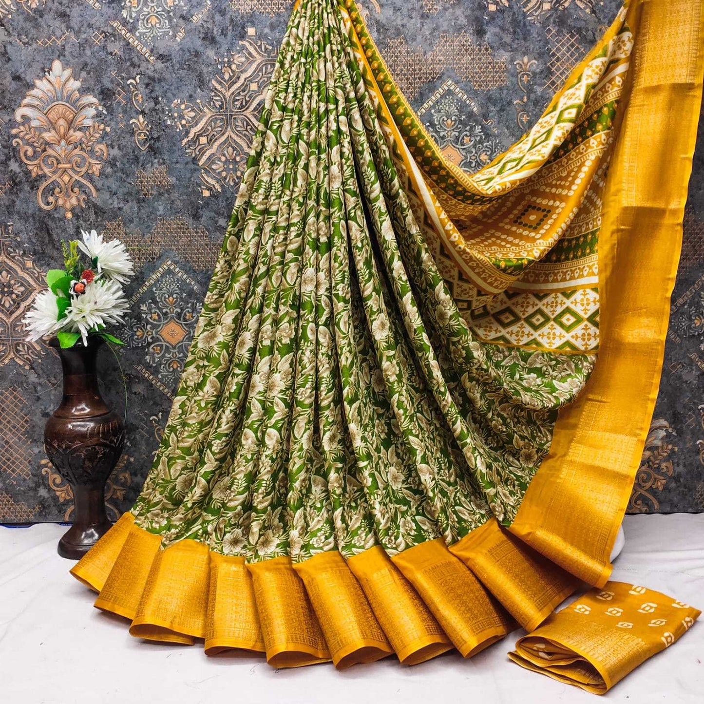 Dola Silk Mkd Printed Sarees  Printed Ladies Indian Sarees