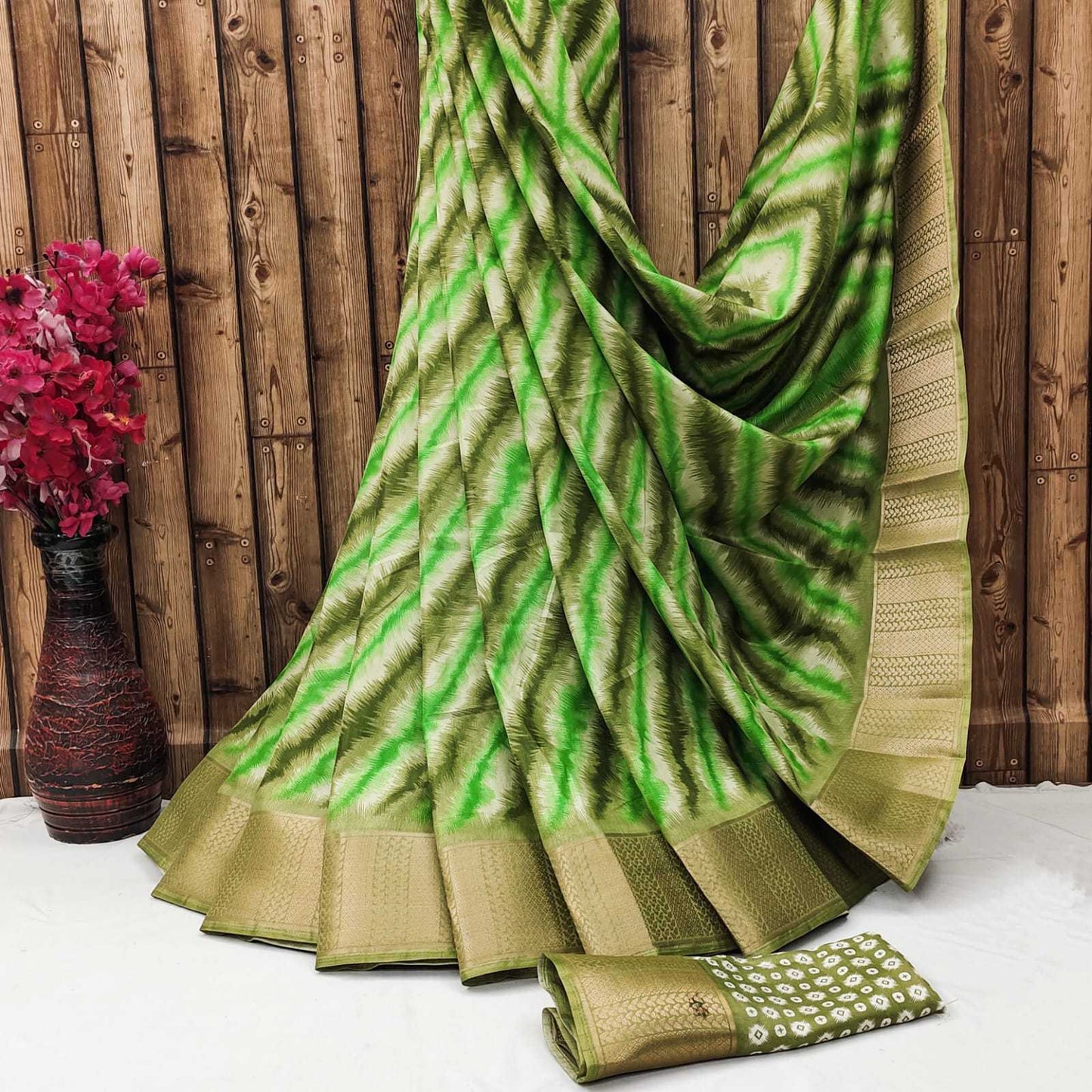 Dola Silk Mkd Shibori Sarees  Printed Ladies Leheriya Sarees