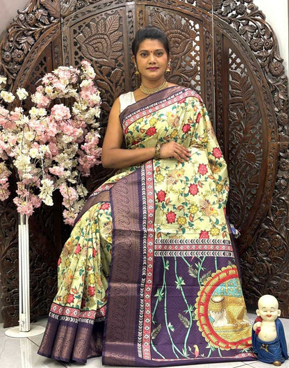 Dola Silk Rin145 09 Sarees  Printed Ladies Kalamkari Sarees