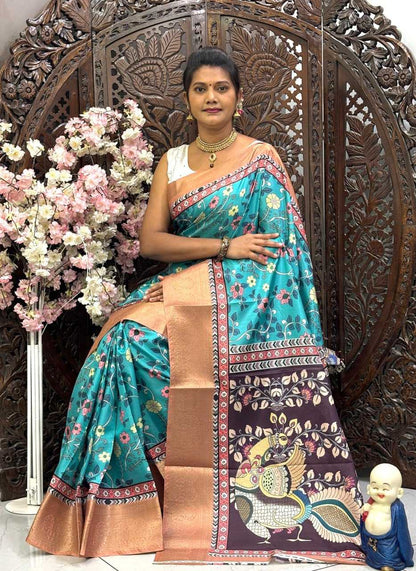 Dola Silk Rin145 09 Sarees  Printed Ladies Kalamkari Sarees