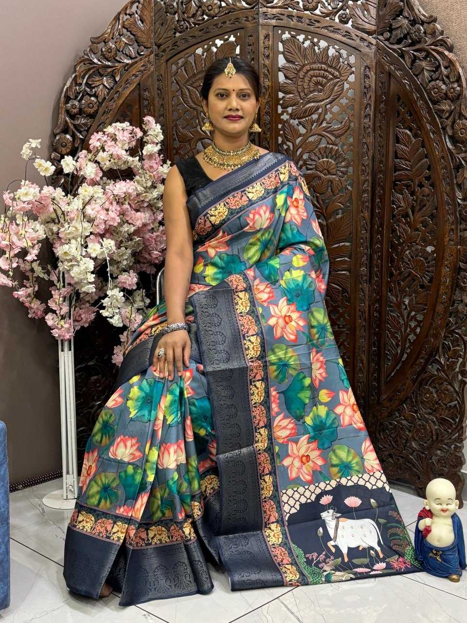 Dola Silk Rin145 09 Sarees  Printed Ladies Kalamkari Sarees