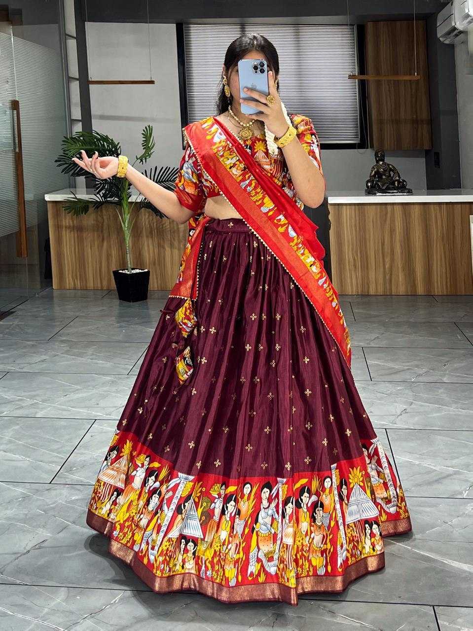 Dola Silk Rin119 7108 Lehengas  Silk Printed Kalamkari Lehengas