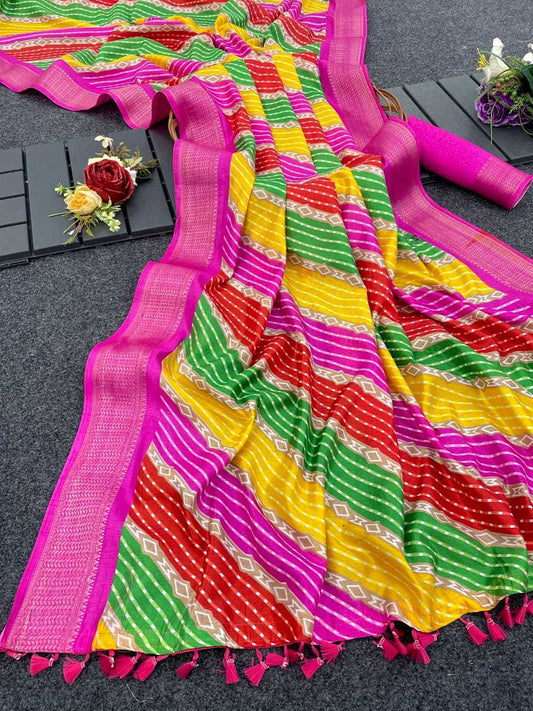 Dola Silk Rjk 18 Sarees  Printed Ladies Leheriya Sarees