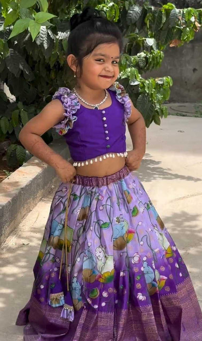 Dola Silk Rrkt Dupatta Kids Lehengas Lehengas  Kids Lehenga