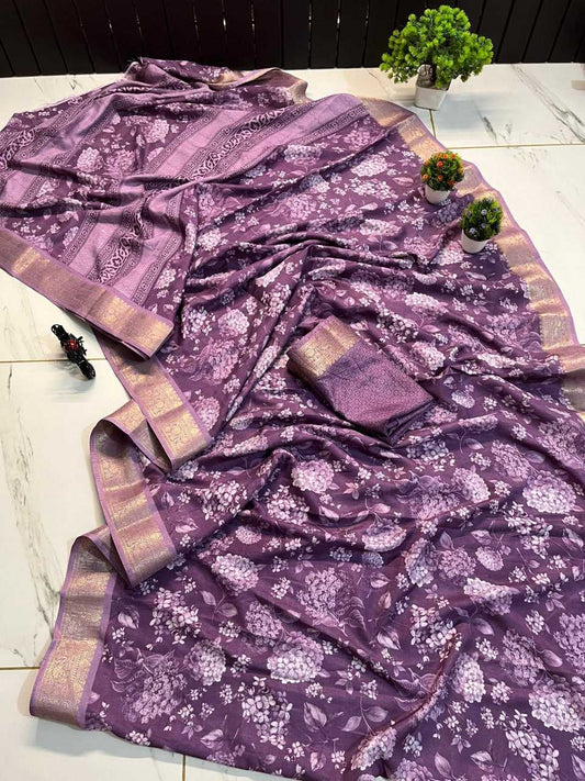 Dola Silk Rwc Contrast Sarees  Printed Ladies Indian Sarees