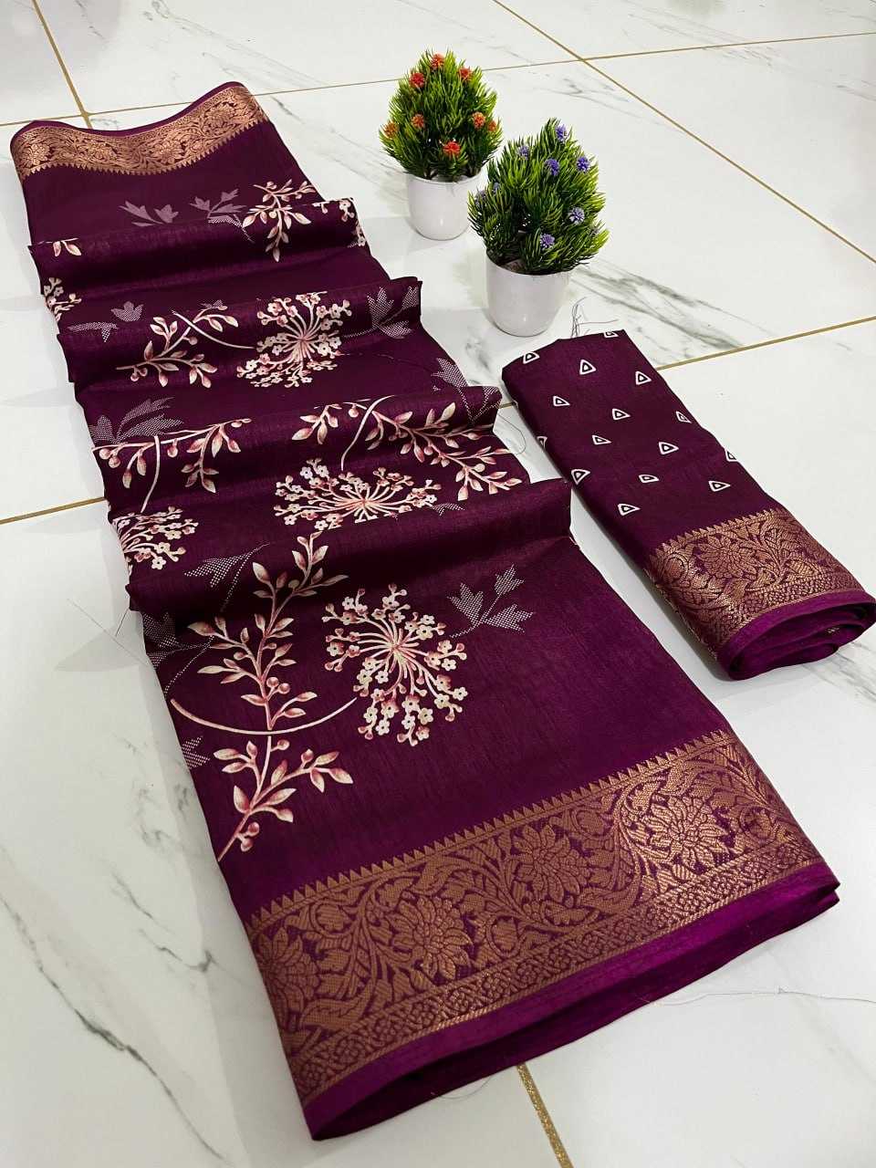 Dola Silk Rwc Flower Sarees  Printed Ladies Indian Sarees