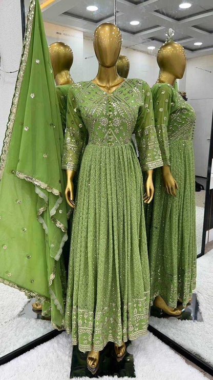 Faux Georgette Rsr 1628 Gowns  Fancy Embroidery Anarkali Gowns