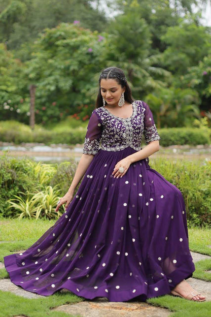 Faux Blooming Rin137 1124 Gowns  Embroidery Anarkali Party Long Work Gowns