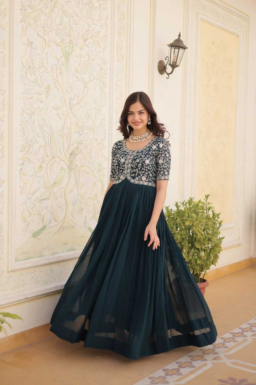 Faux Blooming Kesh133 1100 Gowns  Fancy Embroidery Anarkali Long Gowns