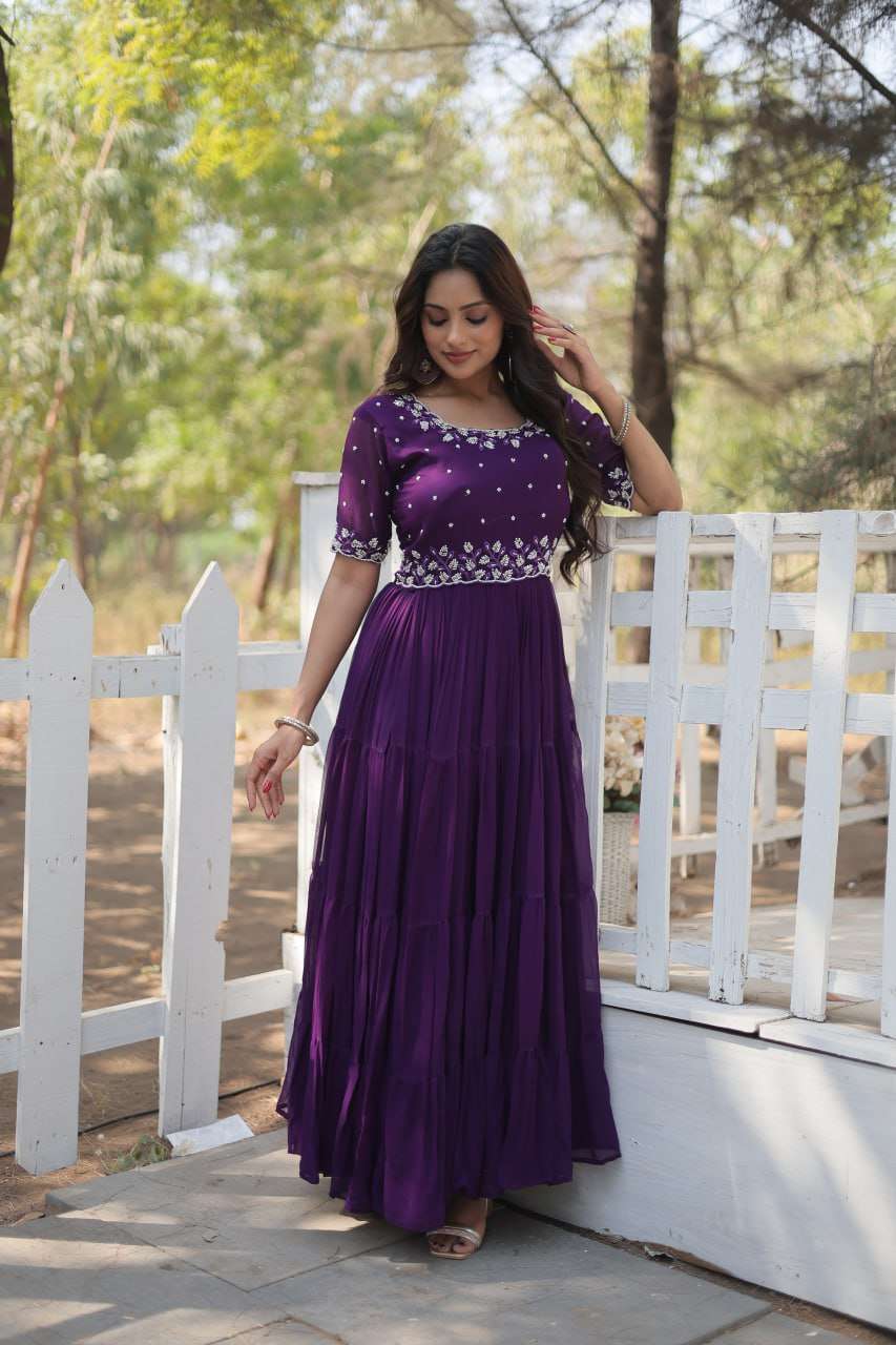 Faux Blooming Kesh133 1112 Gowns  Fancy Long Embroidery Anarkali Gowns