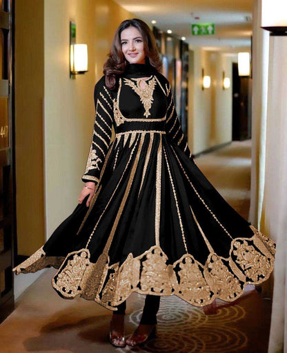 Faux Georgette Kesh124 817B Gowns  Embroidery Anarkali Party Long Georgette Gowns