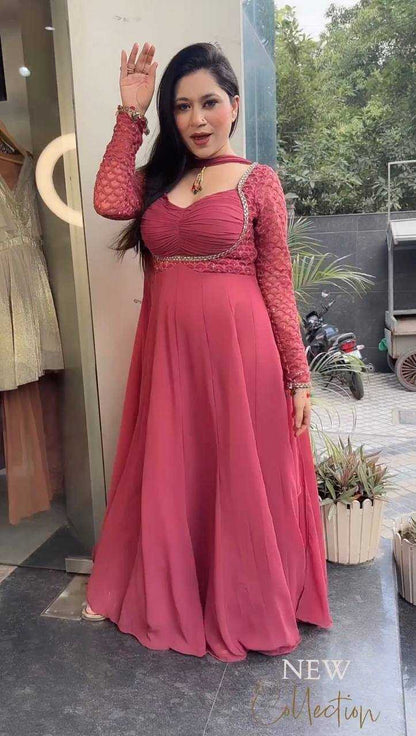 Faux Georgette  Hkc 1570  Gown