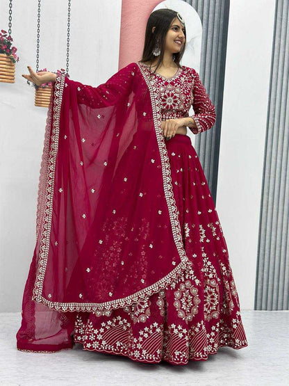 Faux Georgette Kesh119 012 Lehengas  Embroidery Traditional Wedding Lehengas