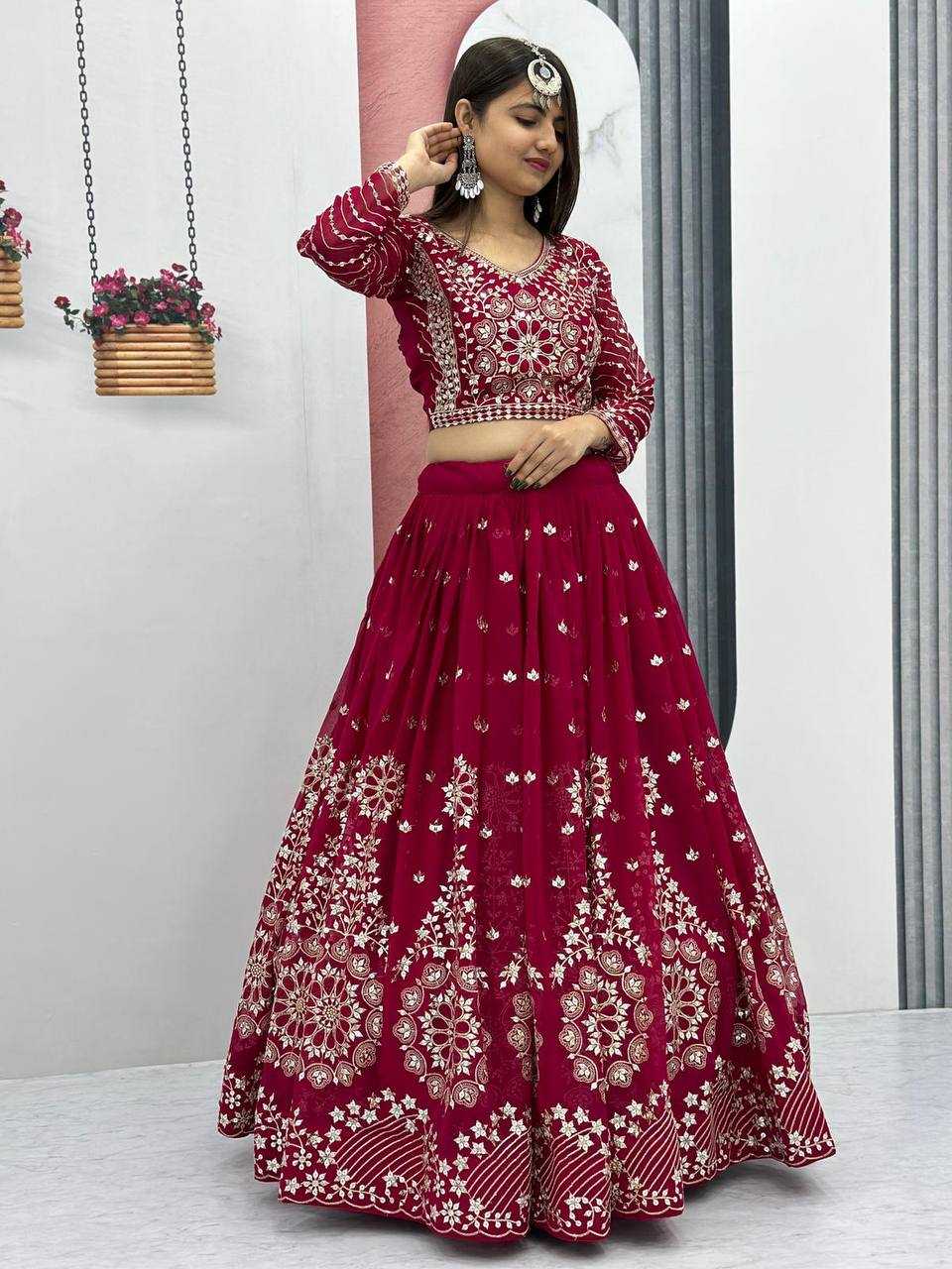 Faux Georgette Kesh119 012 Lehengas  Embroidery Traditional Wedding Lehengas