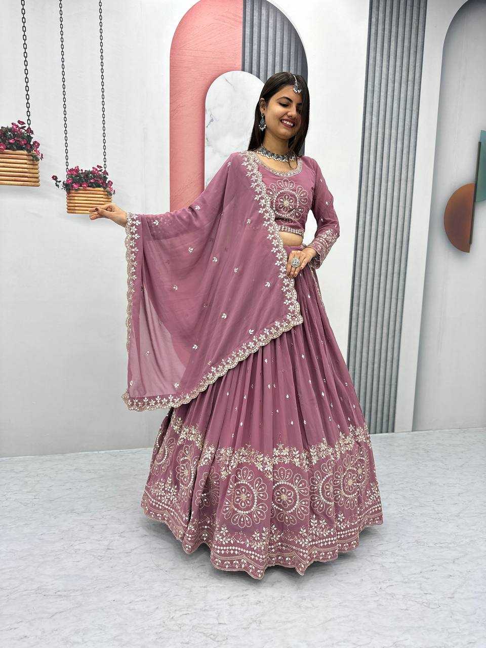 Faux Georgette Kesh119 016 Lehengas  Traditional Embroidered Lehengas