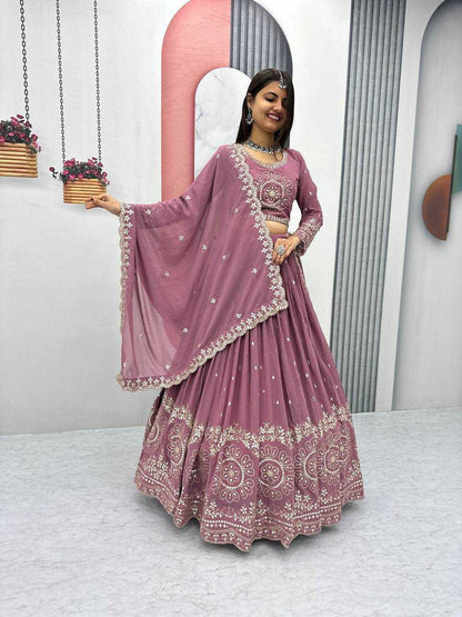 Faux Georgette Kesh119 016 Lehengas  Traditional Embroidered Lehengas