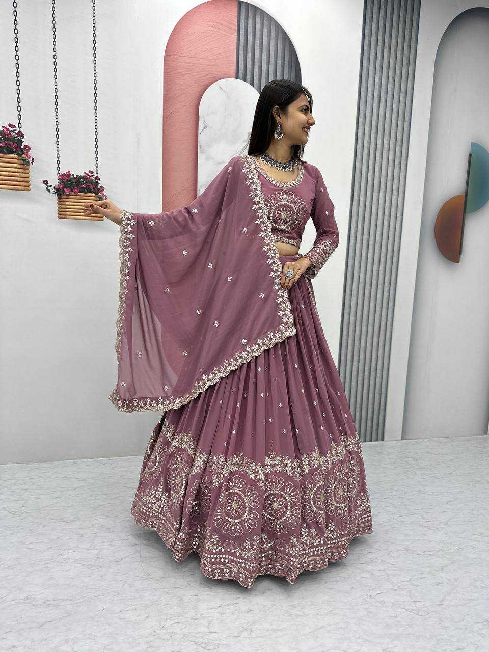 Faux Georgette Kesh119 016 Lehengas  Traditional Embroidered Lehengas